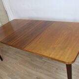 Vintage rectangular teak table with 130 cm dark legs and extension 1960 Sweden