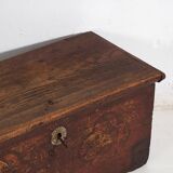 Coffre ancien peint avec motifs floraux et serrure en fer (vers 1820) #47
