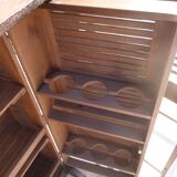 Foldable teak bar and two bar stools