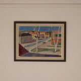 Swedish Oil on Panel – “Street Jämtland” by John Hedman (1913–1994)