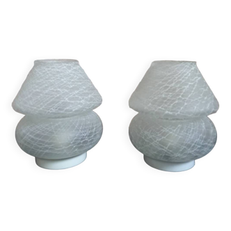 Paire de lampes de table en verre, Italie années 70