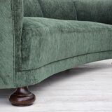 Années 1960, design danois, canapé 3 places "Banana" refait à neuf, velours vintage.