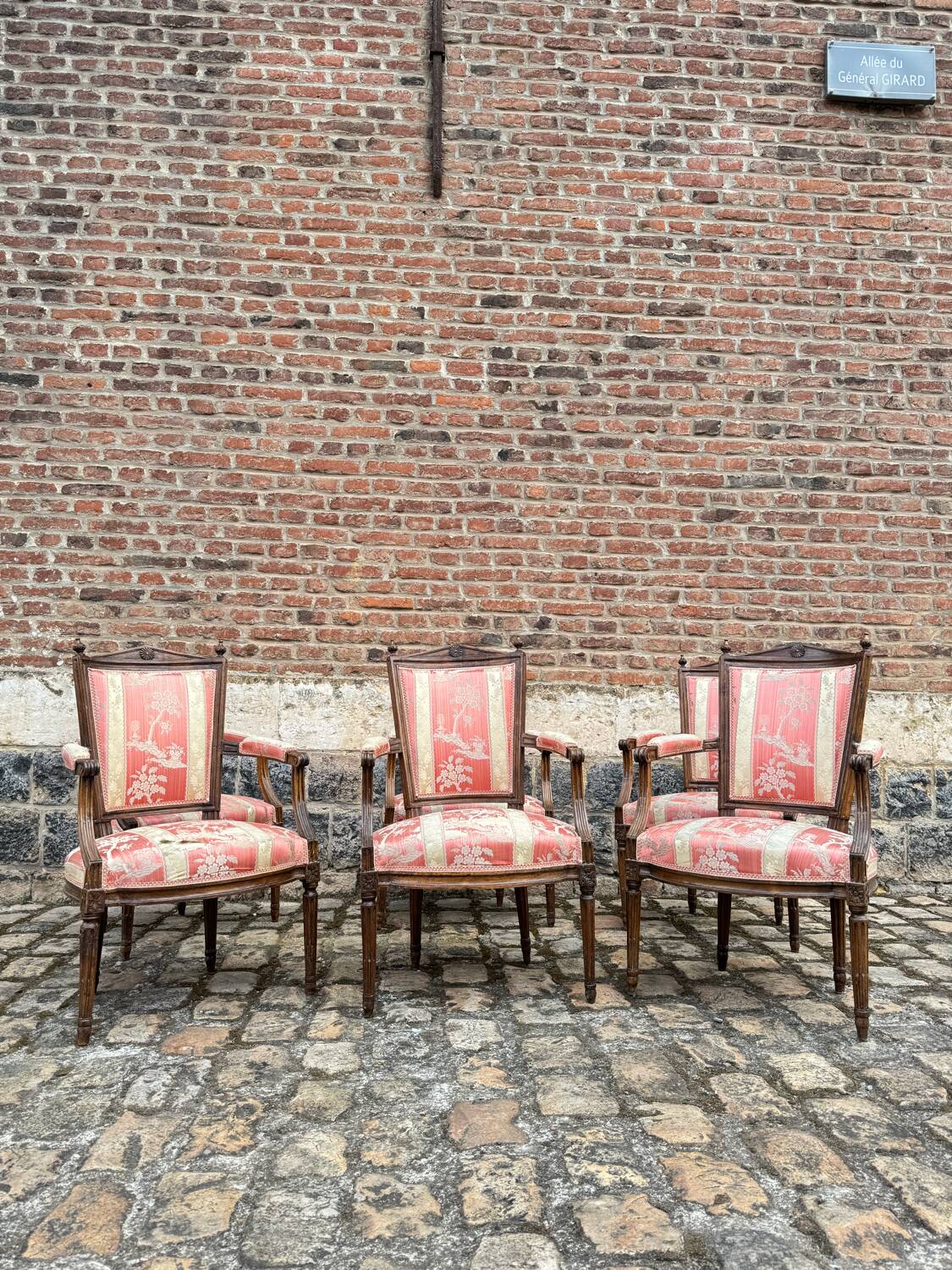 Suite Of Six Armchairs In Natural Wood From Louis XVI XVIII Eme Century