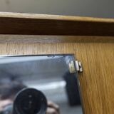 French wardrobe with tapered legs, 3 doors, 1 mirror (27*130), and 1 drawer.