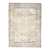 Tapis persan fait main en laine et coton marron 292x400 des années 1970