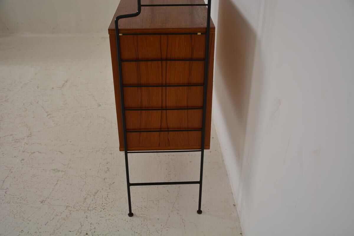 Vintage freestanding teak shelf