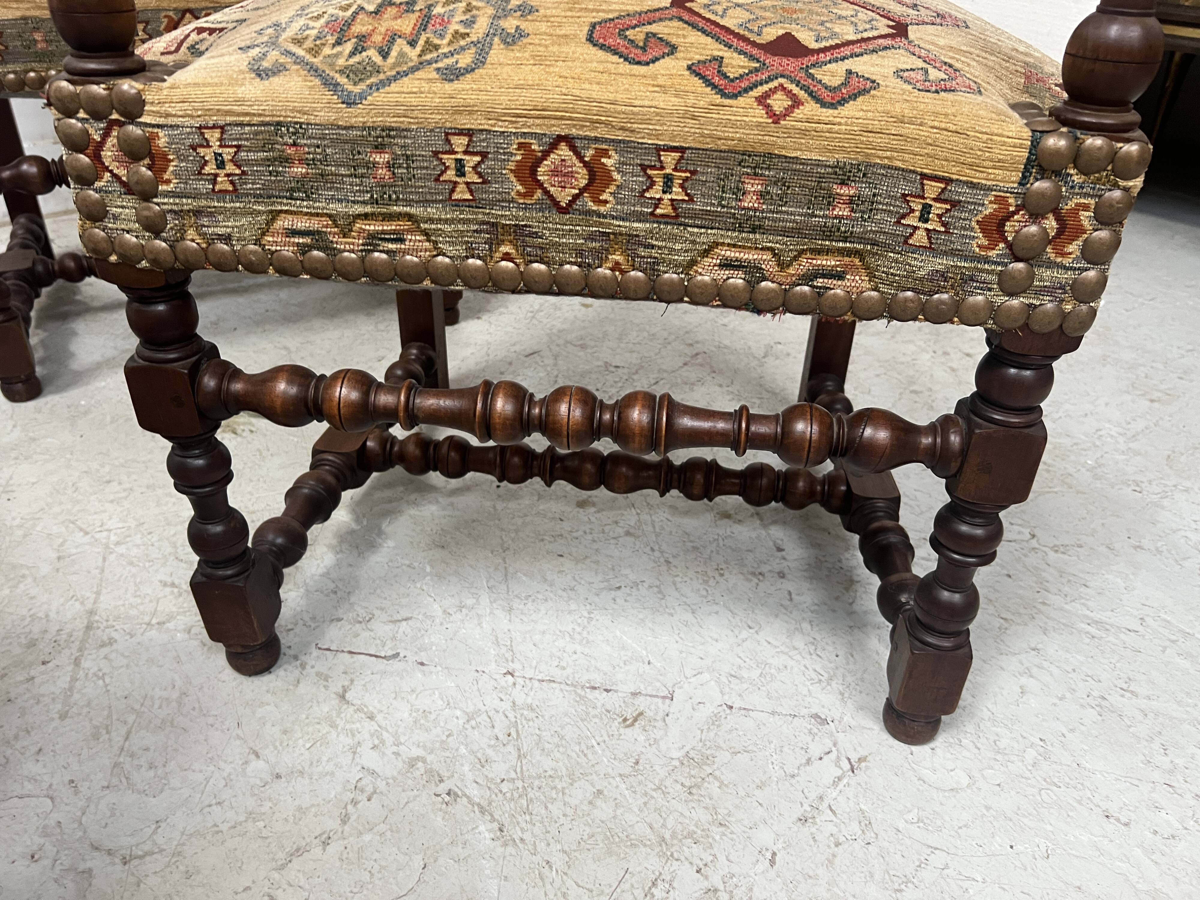 Set of four Louis XIII style high-back armchairs, 20th century.