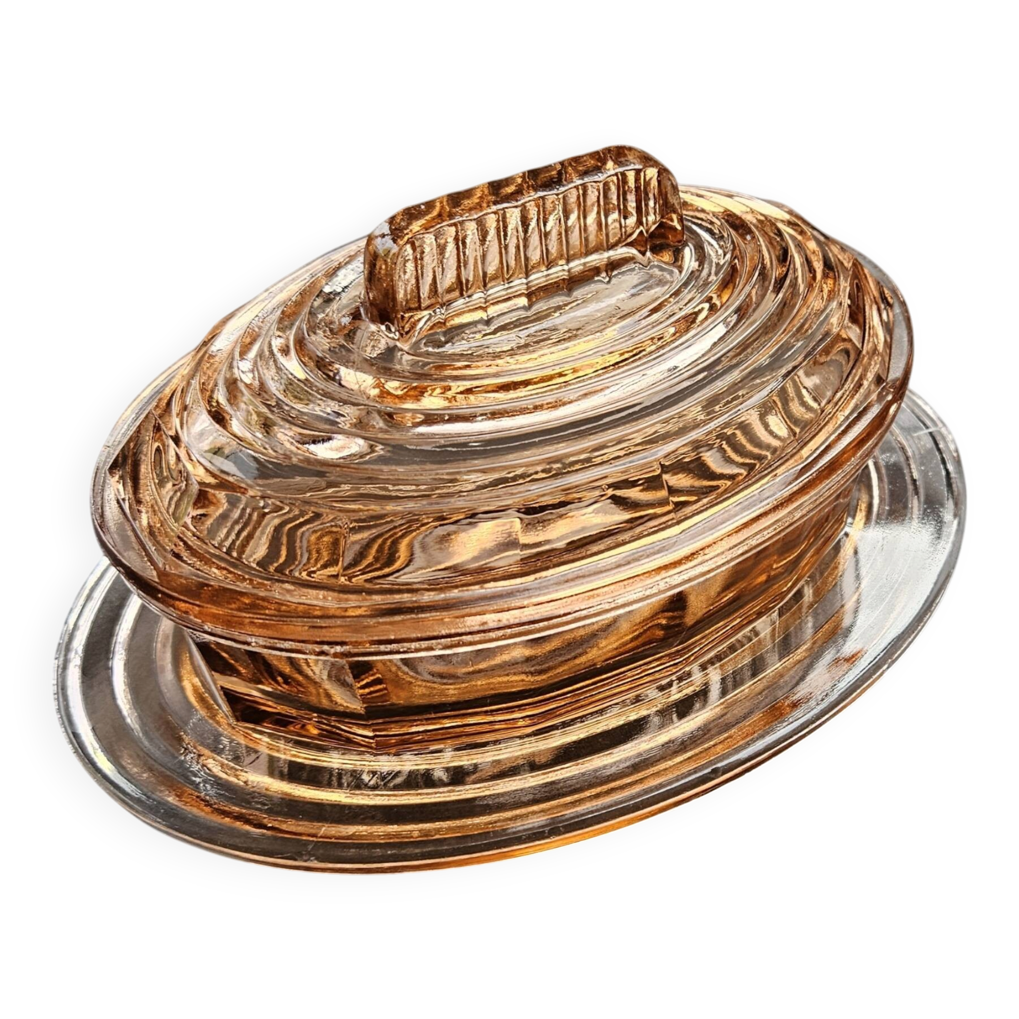 Rosaline glass butter dish: Art Deco