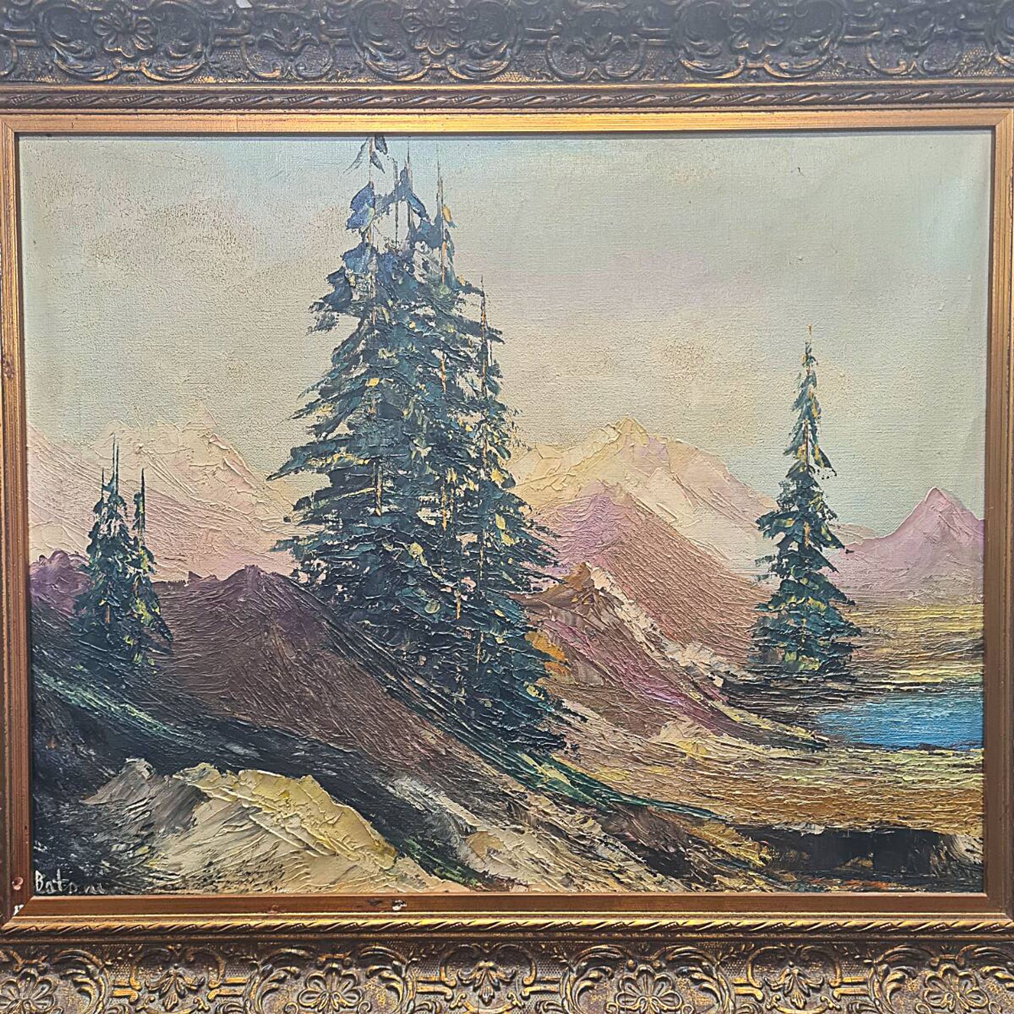 Mountain Landscape Painting By Batoni, mid-century