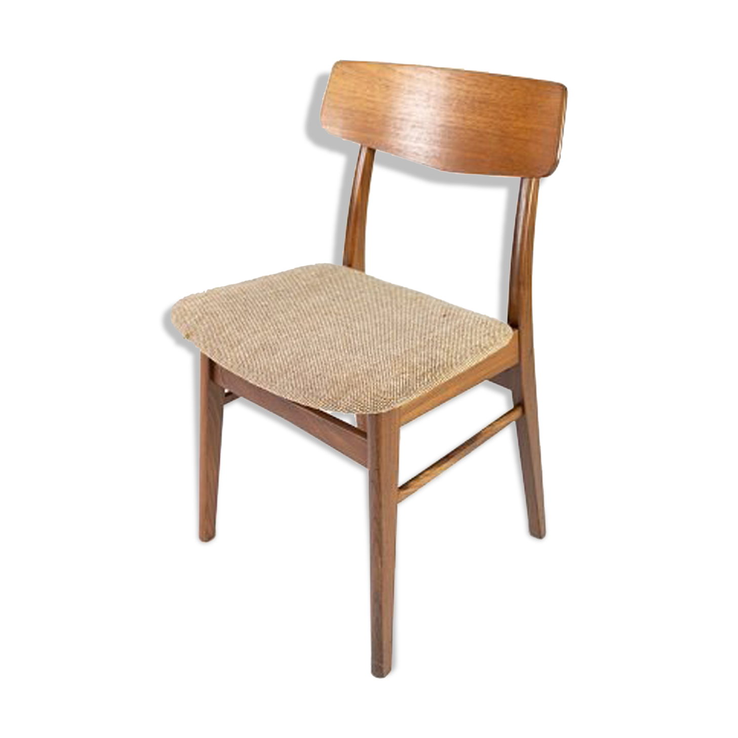 Dining room chair in teak and light fabric of danish design from the 1960s.