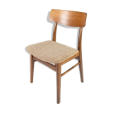 Chaise de salle à manger en teck et tissu, conception danoise des années 1960