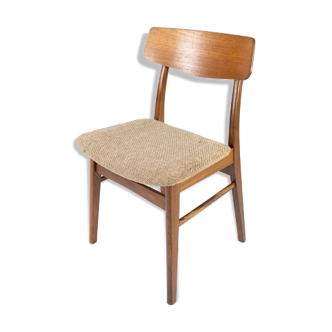 Chaise de salle à manger en teck et tissu, conception danoise des années 1960