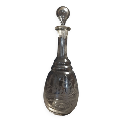 Carafe en verre gravé fin XIXème