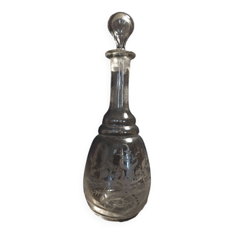 Engraved glass decanter late nineteenth century