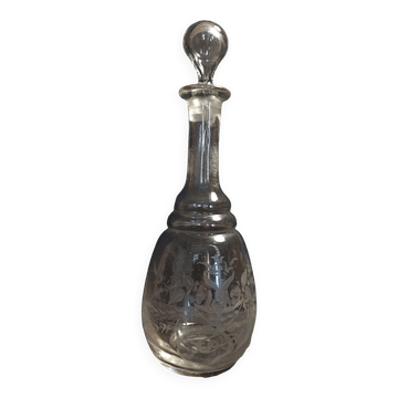 Engraved glass decanter late nineteenth century