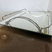Antique French chrome-plated brass mirror tray, Art Deco style, 1920s-30s