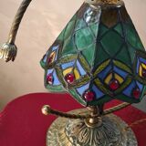 bronze and brass lamp tiffany style glass lampshade 38x32 inter on socket
