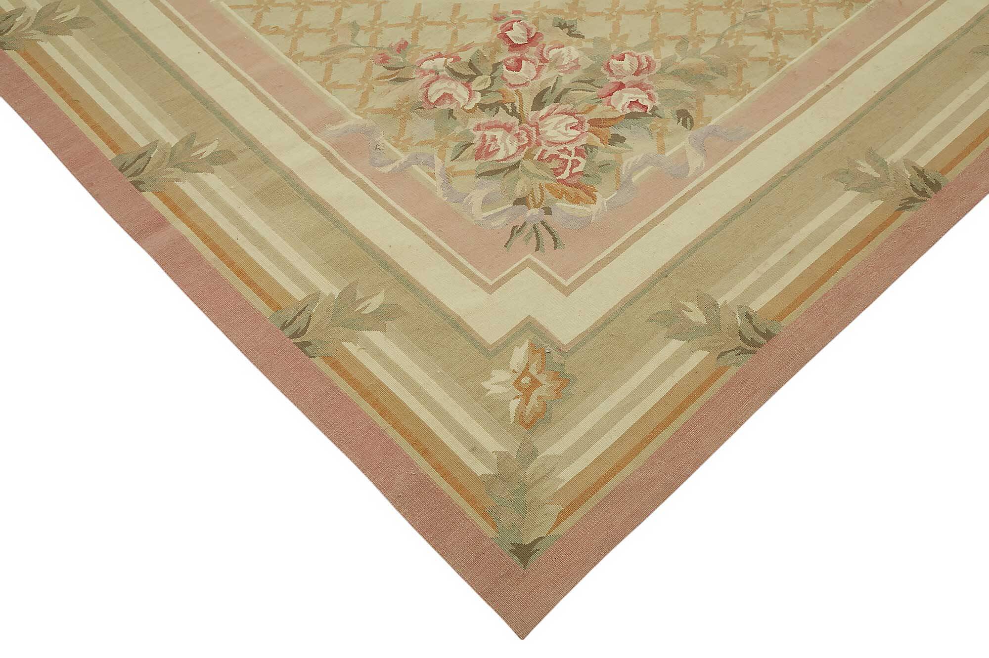 Handmade European Vintage Aubusson Kilim 307 cm x 429 cm