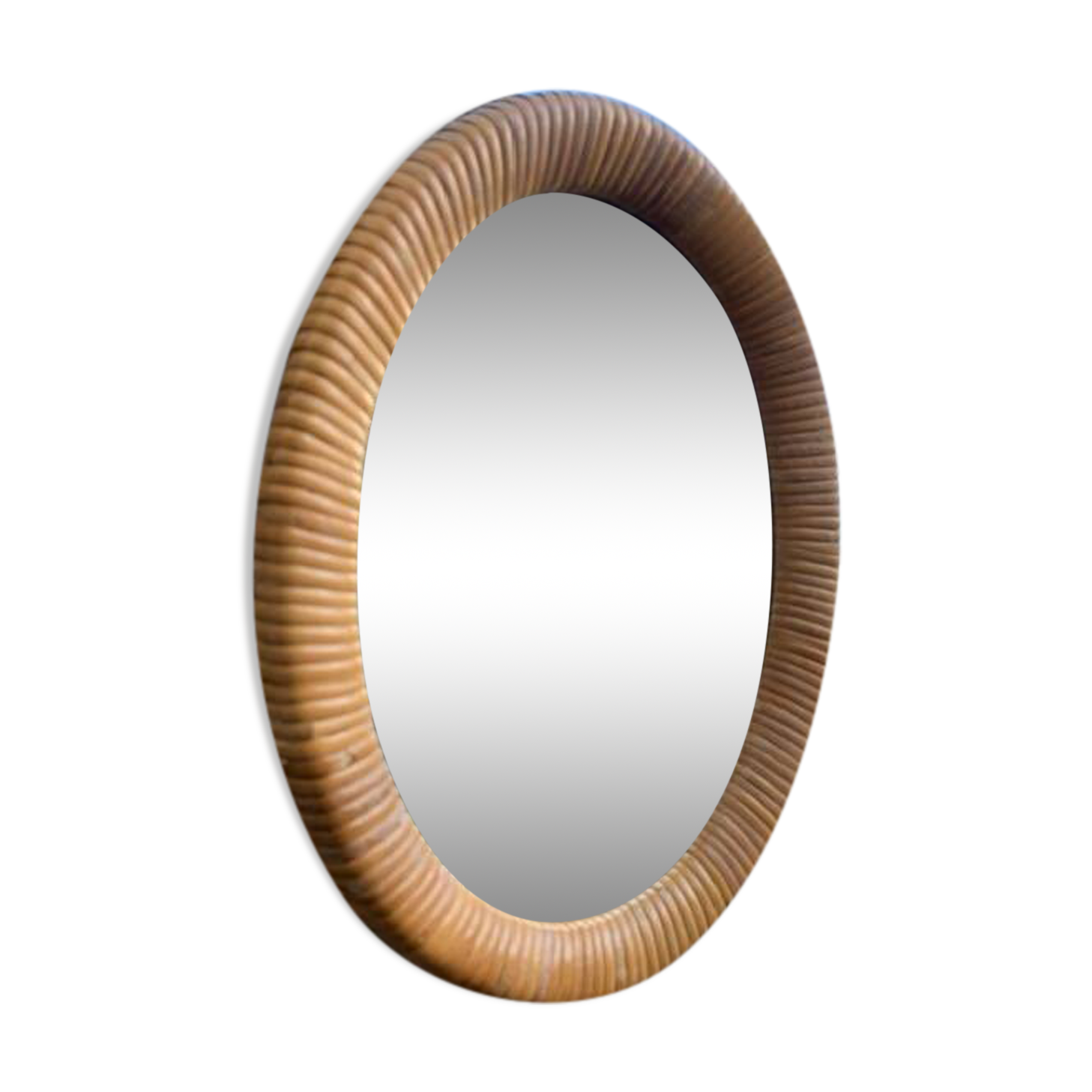 vintage rattan mirror