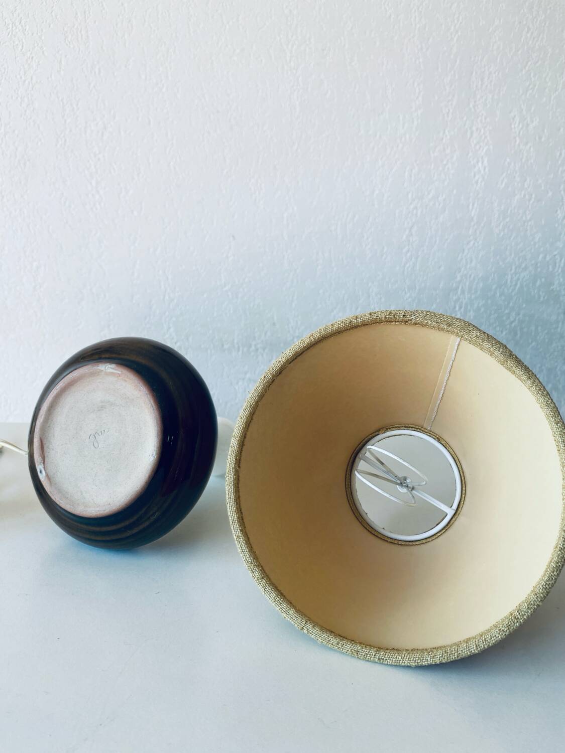 Vintage enameled ceramic lamp