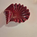 vide poche cendrier coqillage rouge bordeaux vallauris année 60