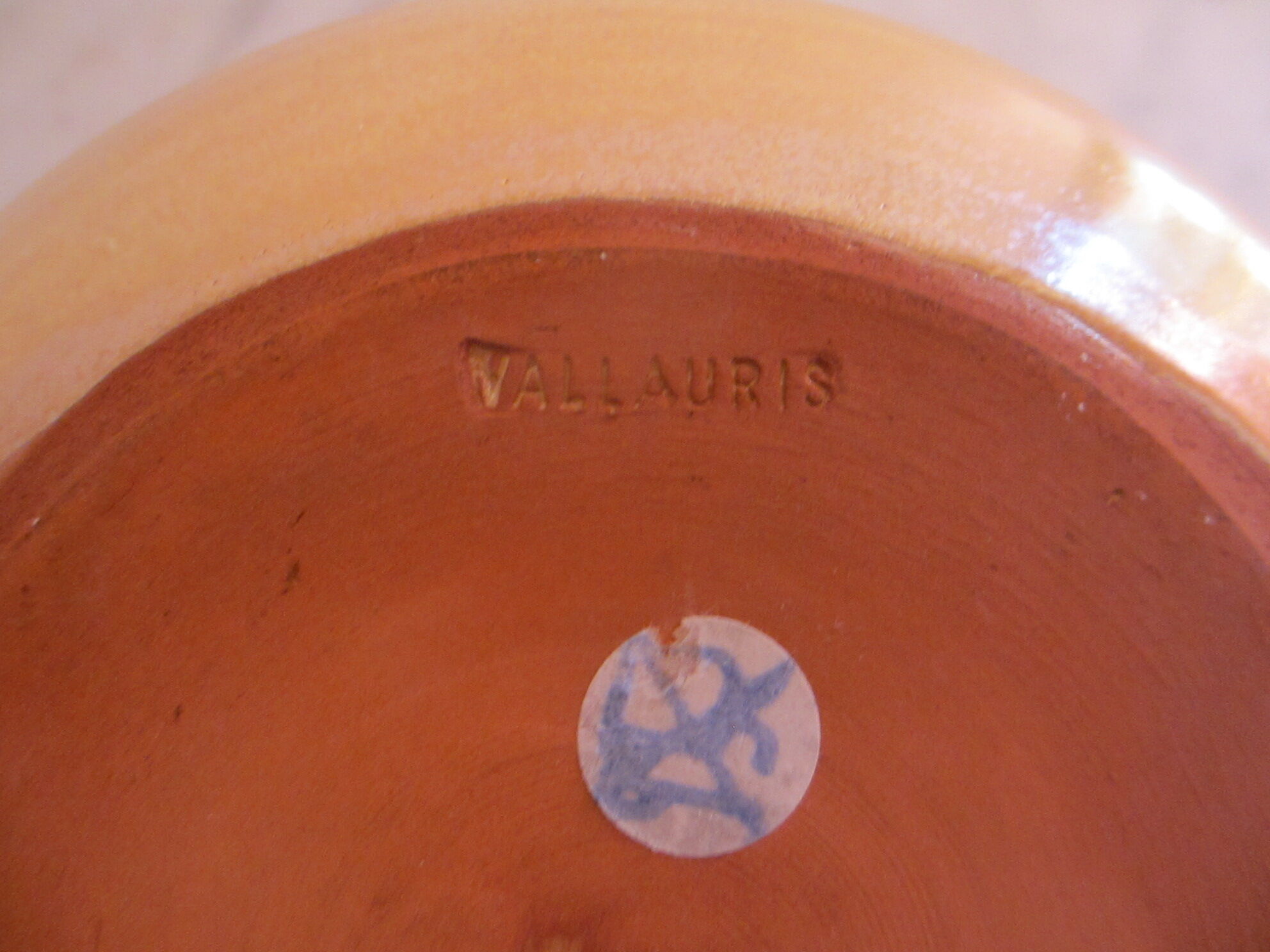 Enamelled terracotta pitcher, from Vallauris.