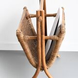 Vintage wicker and rattan magazine rack