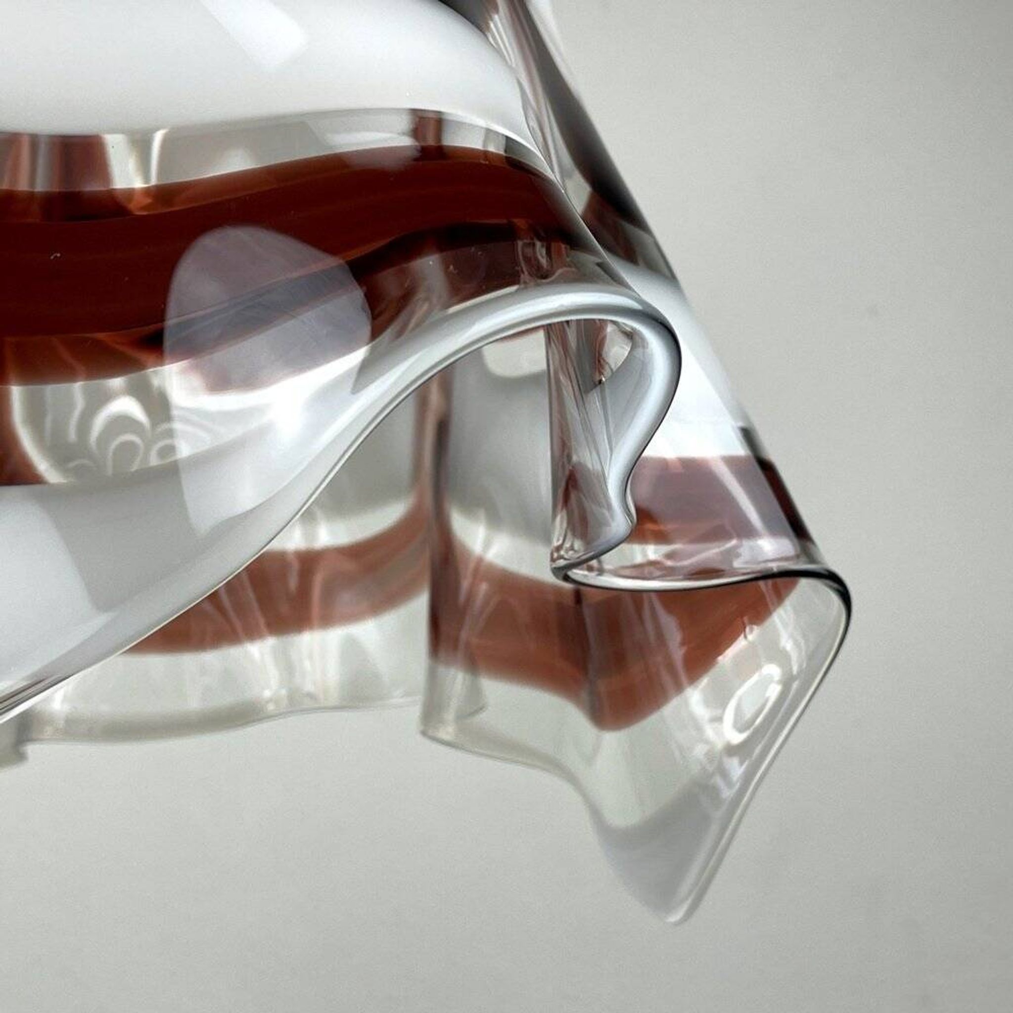 Brown Murano glass Fazzoletto pendant by AV Mazzega, Italy, 1970s