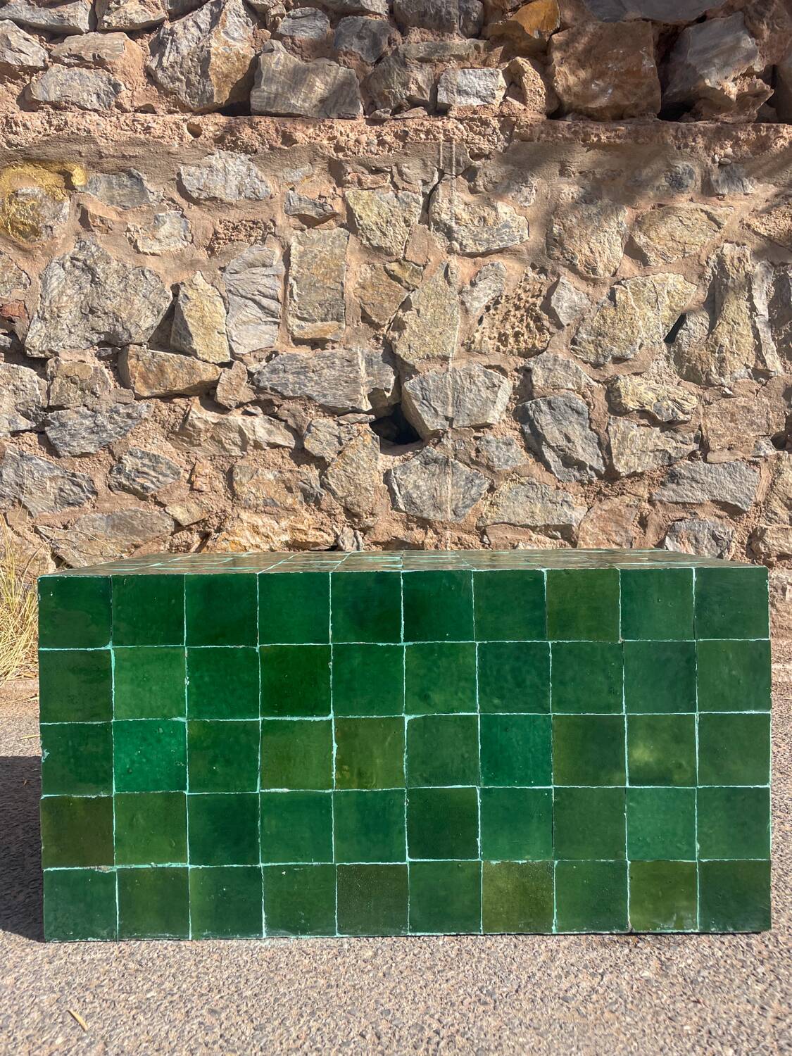 Bottle green modern Zellige coffee table