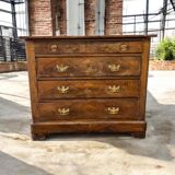 Vintage wooden chest of drawers with "gold" handles
