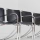 Giotto Stoppino black leather and chrome vintage dining chairs model Jot