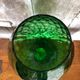 Old vase on foot empoli green glass transparent foot vintage