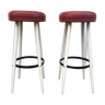 Pair of white and red 50s bar stools