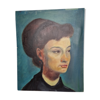 Portrait in oil on cardboard, 45 cm