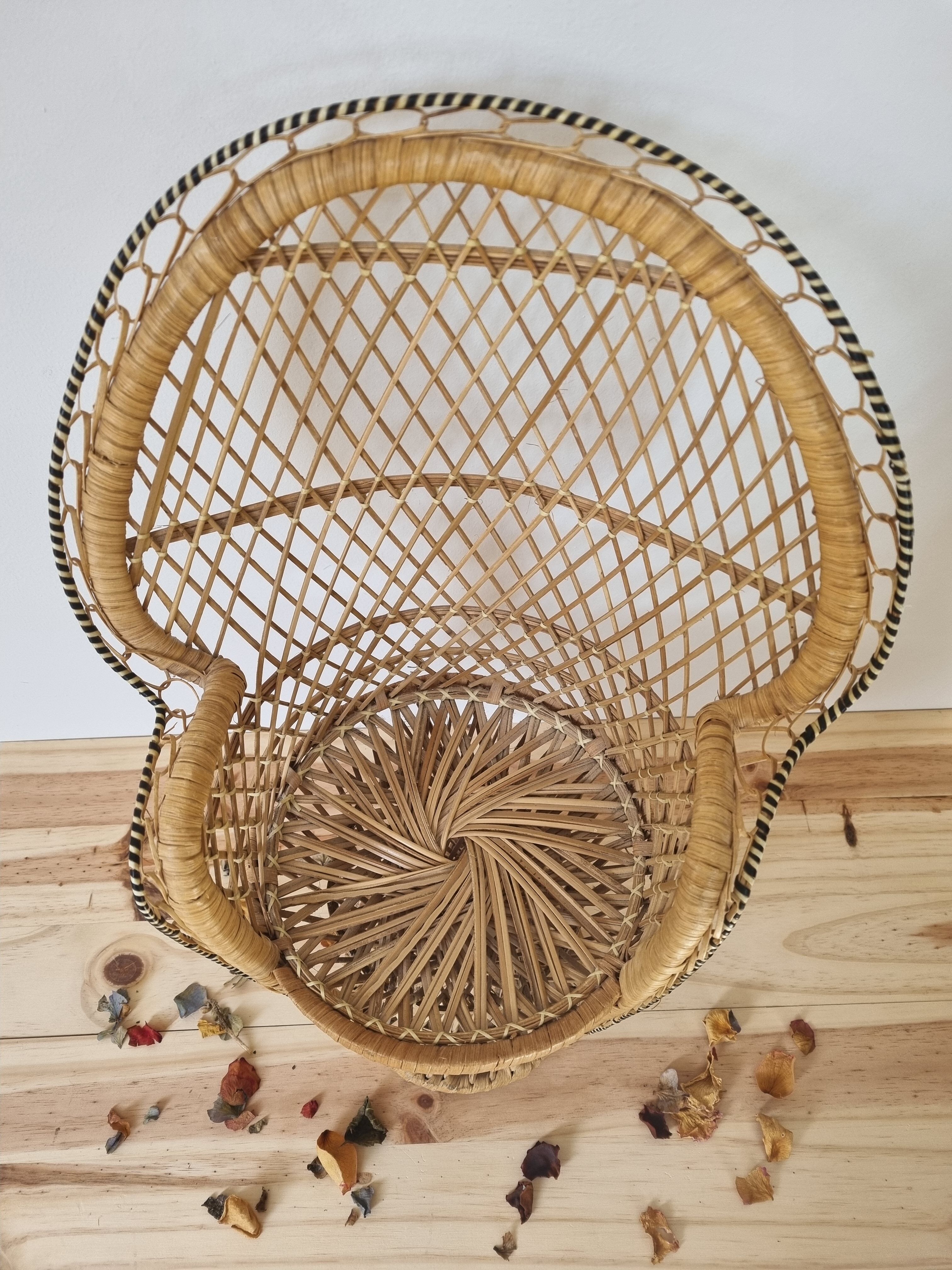 Small vintage rattan chair Emmanuelle