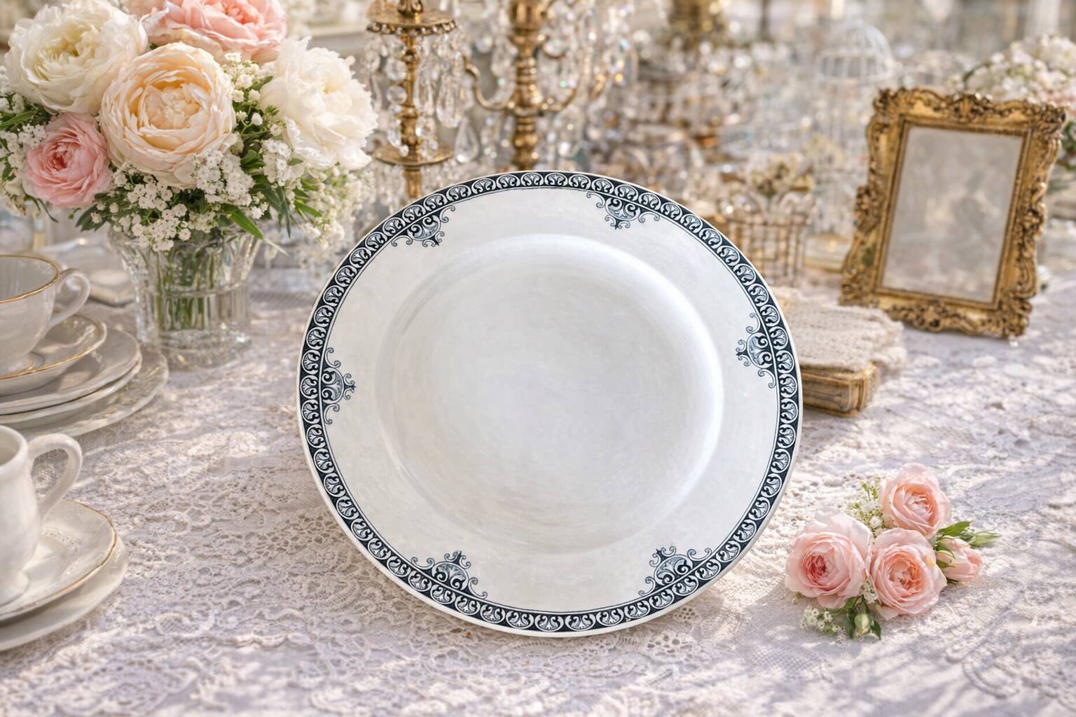 Large antique serving dish in Saint-Amand earthenware (Nord)