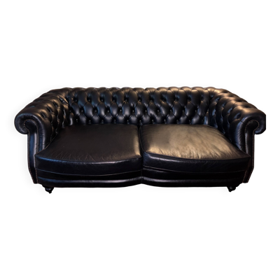 canapé Chesterfield Sebastian -Fleming &Howland - cuir noir