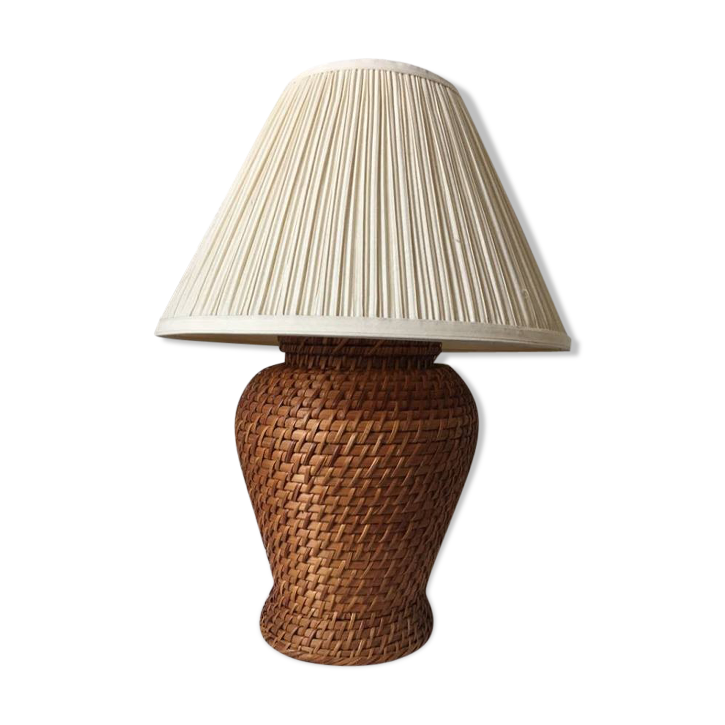 Wicker rattan table lamp