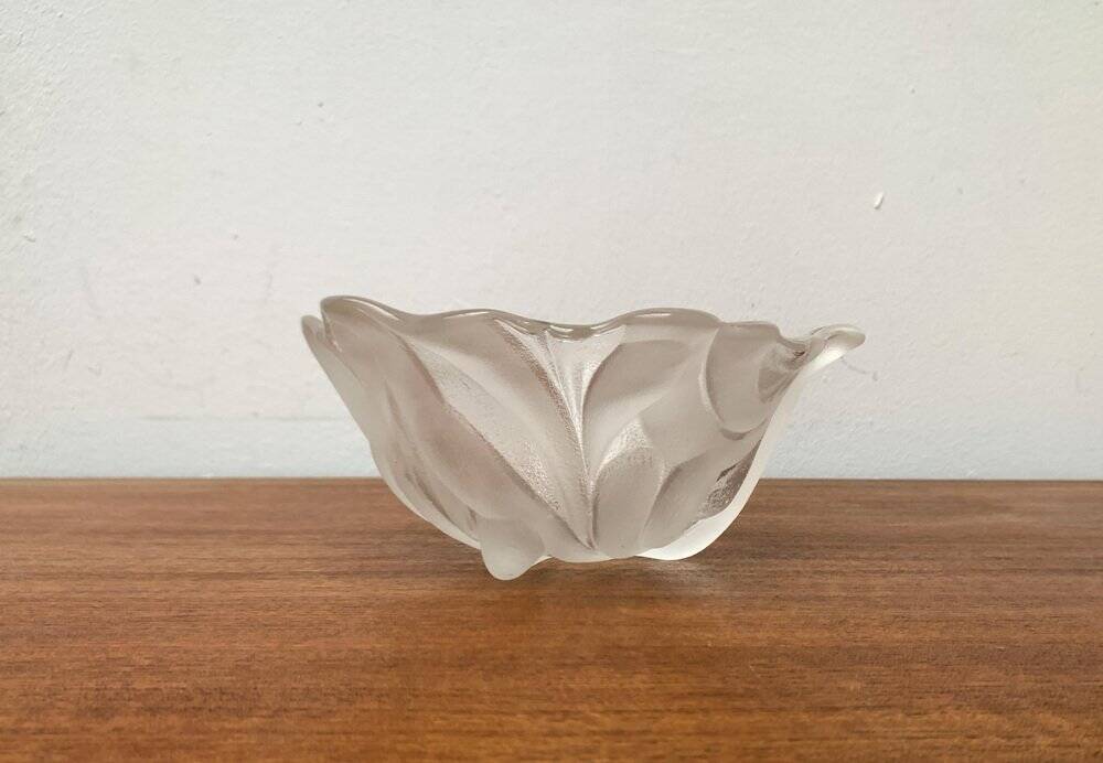 Vintage heavy floral glass bowl from Walther Glas, 1970s.