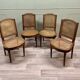 Suite Of Four Cane Chairs In Louis XVI Style Natural Wood