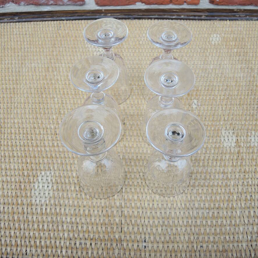 6 crystal goblets in gondola style from Baccarat (?) h 10.5 cm