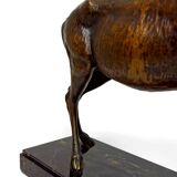 Importante Lampe Sculpturale en Bronze et Marbre, Cerf, Art Déco, France