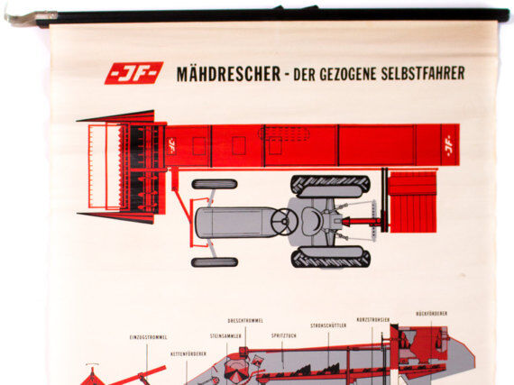 Wall poster of a combine harvester 1968 school