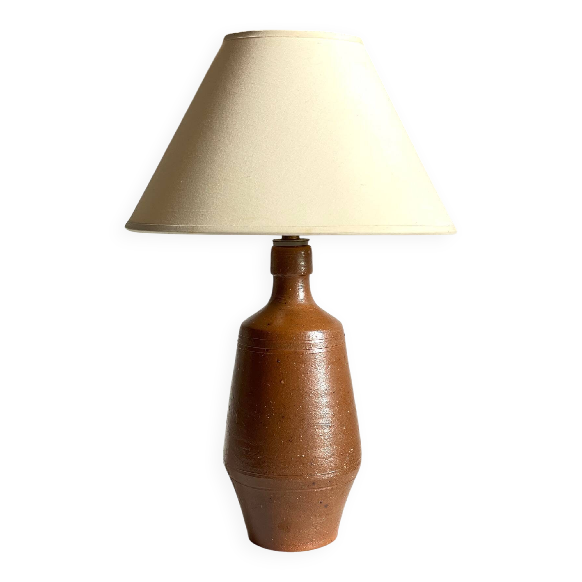 Vintage glazed stoneware lamp from Portugal.