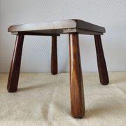 Wooden stool in Scandinavian style, handcrafted, circa 1960.