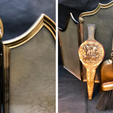 Old fire screen and accessories brass fireplace 1940 spark arrest fireplace firescreen