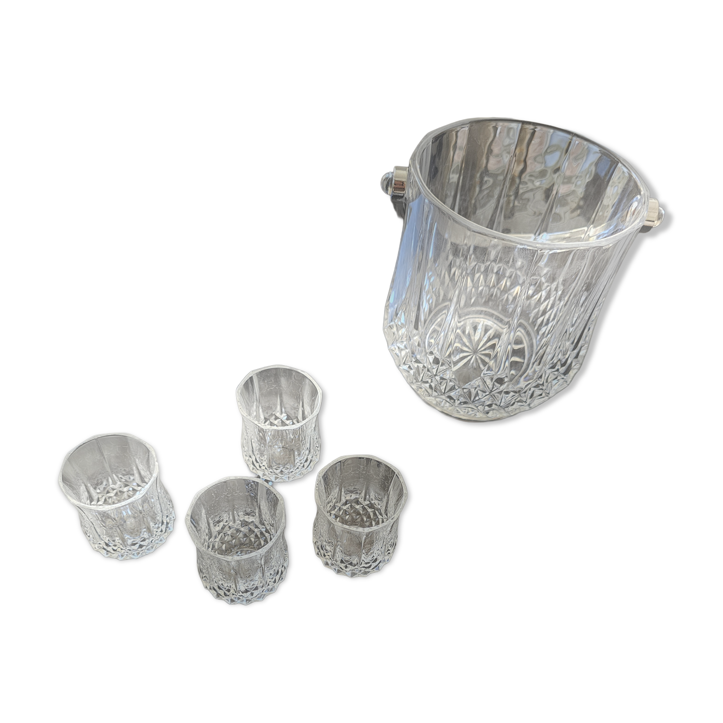 Liqueur set and ice bucket in crystal – Cristal d'Arques "Longchamp"
