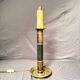 Antique Empire Column Lamp Base, Gilded Brass, Green Candle Holder Chandelier