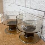 Two “Pégase” smoked glass bowls