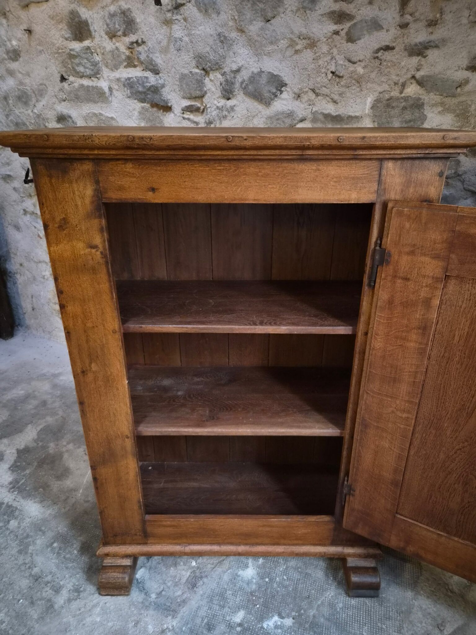 French antique oak wardrobe with one door, 18th century.